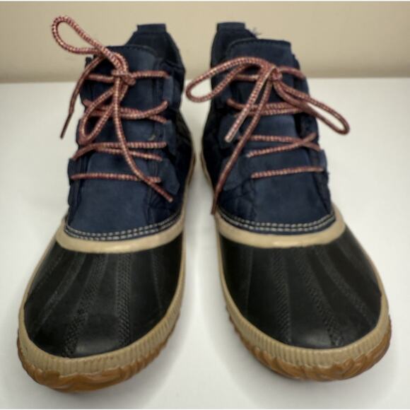 Sorel Out N About Plus Duck Boot Womens 11 Blue Quilted Waterproof Suede Lace Up - Picture 2 of 11